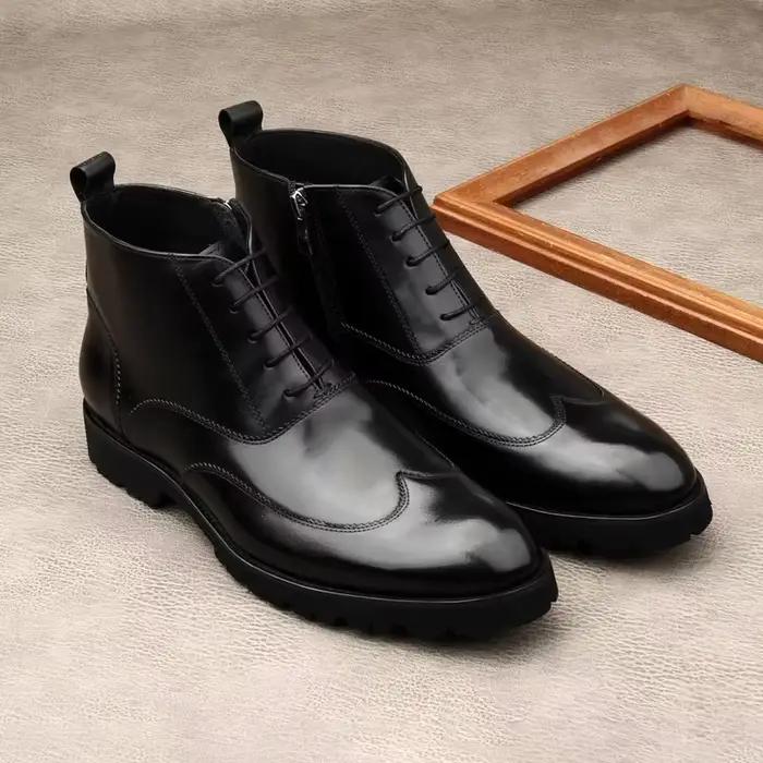 Bottes en cuir pour hommes, chaussures montantes pour hommes, style hiver, style britannique, mocass