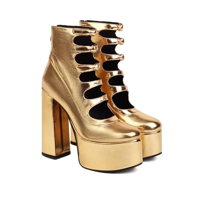 Bottes de rinçage à plateforme super hautes imperméables pour femmes, matériau en microcarence, styl