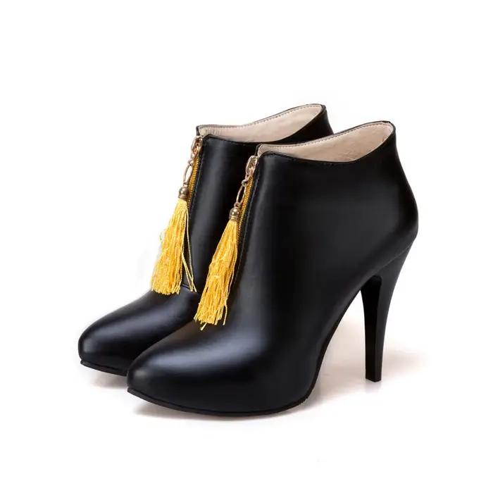 BLXQPYT bottines femmes Super grande taille 50 mode gland talons hauts bout pointu polyvalent automn