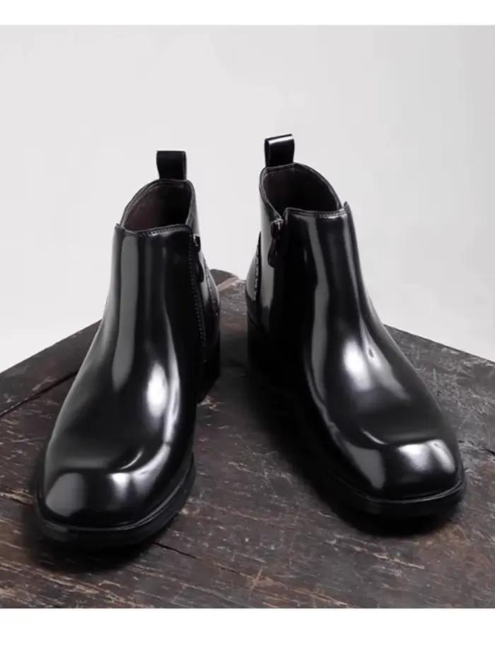 Bottes montantes pour hommes, coque en cuir faite à la main, chaussures de travail Oxford de Style b