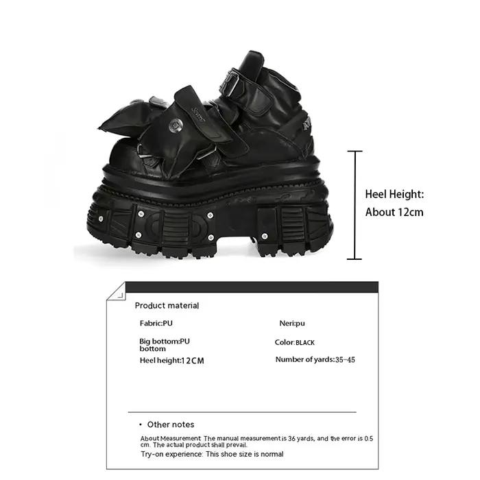 Semelle épaisse à lacets bottes courtes 2025 automne nouveau bout rond Punk Street Rock chaussures d