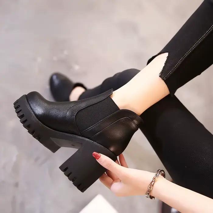 Nouveau chez les femmes bottes confortables et élégantes en cuir véritable chaussures de fourrure ch