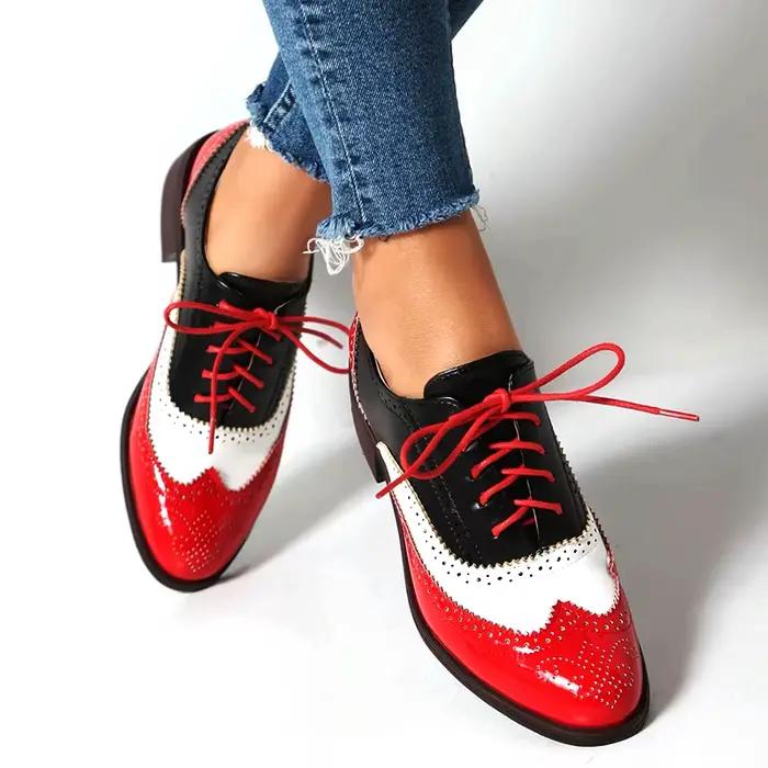 EAGSITY femmes oxford chaussures bout pointu richelieu chaussures talon carré loisirs de plein air s