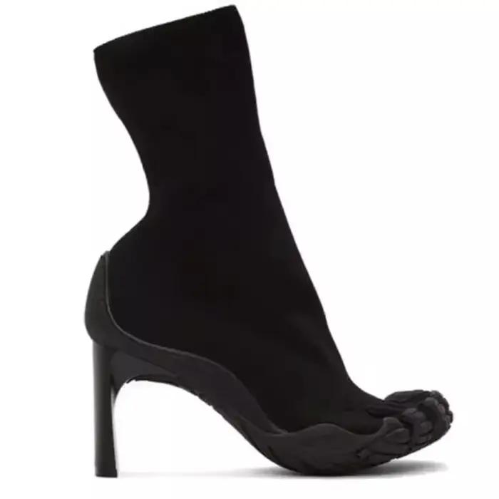 Bottines à cinq doigts pour femmes, bottines à talons hauts, noir/rose/blanc, en tissu maille élasti