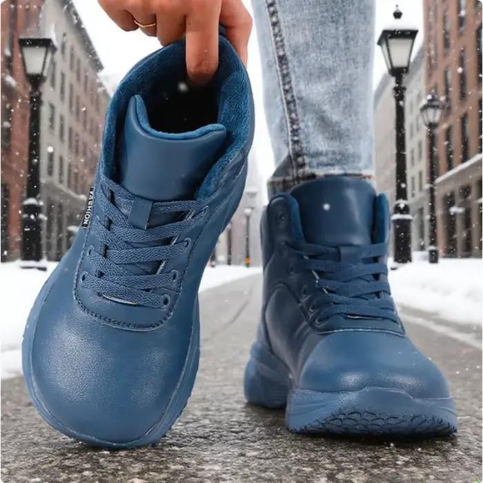 Bottes d'hiver pour femmes, baskets à bout large en fausse fourrure, imperméables, confortables, ten