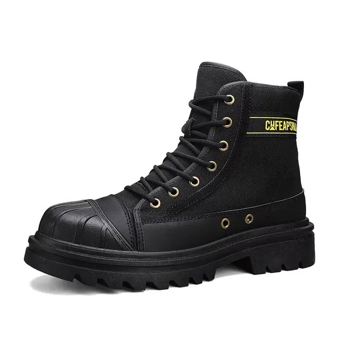 Bottes pour hommes quatre saisons bottes montantes décontractées bottes en toile à semelles souples 