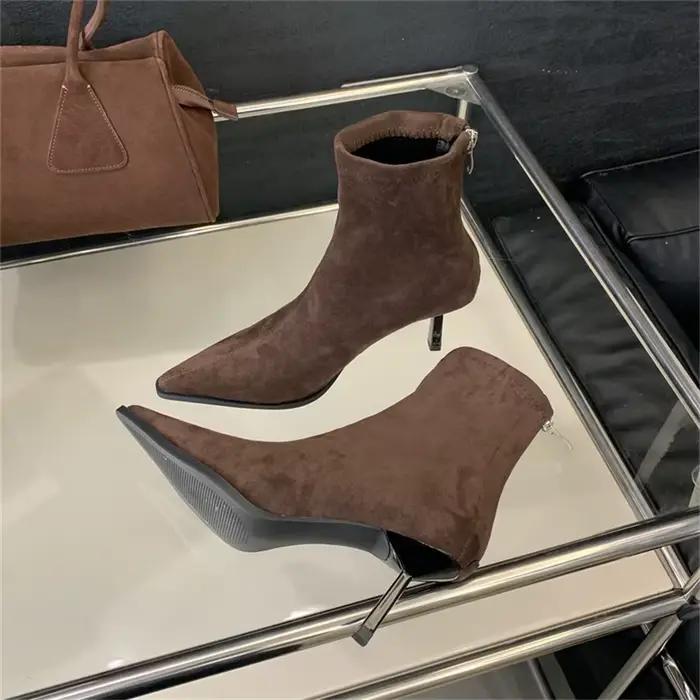 Bottes à talons hauts pour femmes, imprimé léopard, bottines d'automne élégantes à bout pointu, chau
