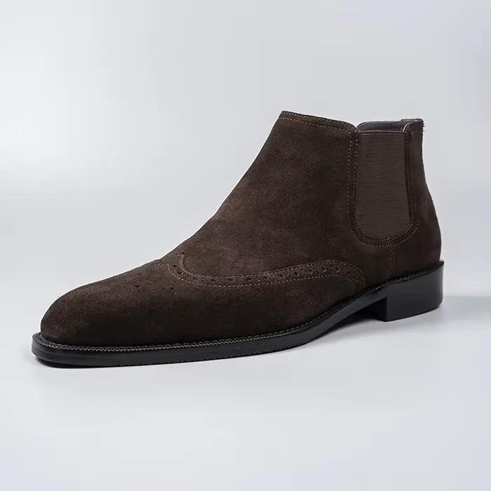 Nouvelles chaussures britanniques rétro à bout carré en cuir véritable, bottes montantes en cuir ric