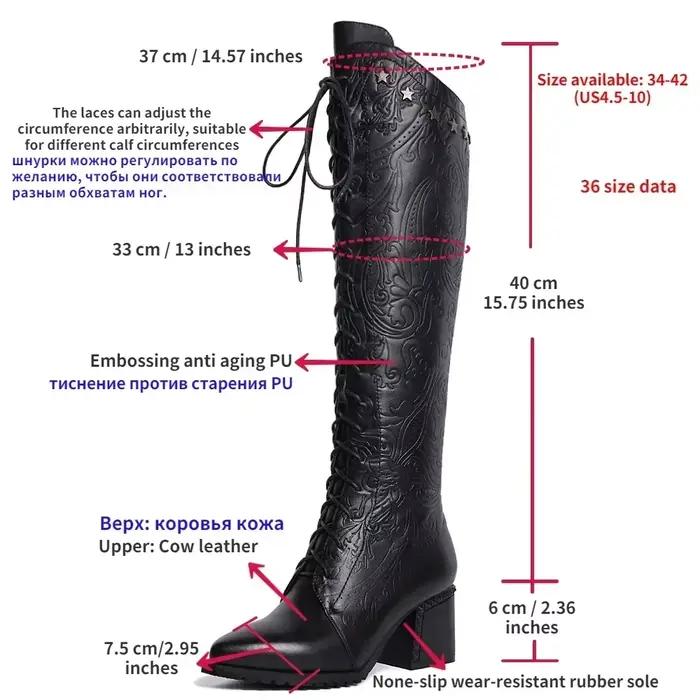 Bottes hautes en cuir véritable de vache pour femme, chaussures à bout pointu, talon, fermeture écla