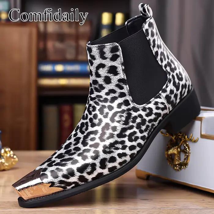 Bottes Chelsea pour hommes, bottes en cuir tendance et originales, confortables et résistantes à l'u