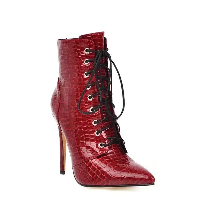 Bottes de cowboy sexy pour femmes, chaussures de danse, talons hauts, botte courte à lacets, salle d