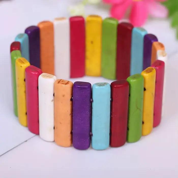 Bracelets en pierre Turquoise pour femmes, nouvelle mode, élastiques faits à la main, bijoux bibelot