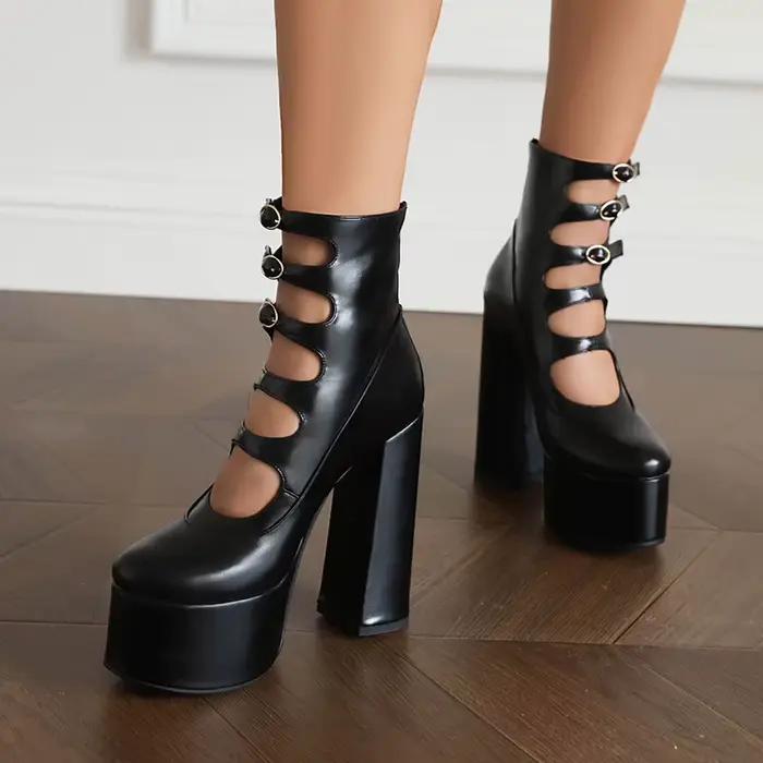 Bottes de rinçage à plateforme super hautes imperméables pour femmes, matériau en microcarence, styl