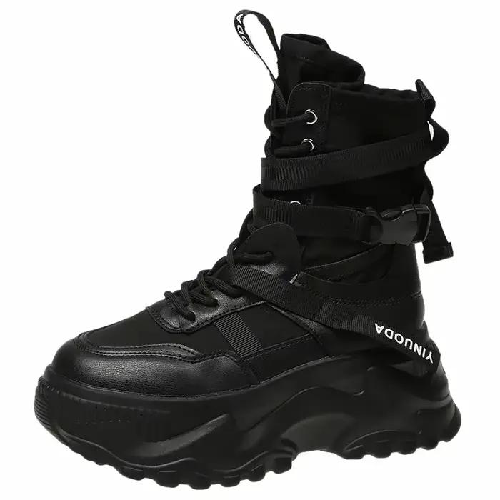 Bottines confortables à plateforme épaisse Y2K pour femme, chaussures courtes à fond épais, chaussur