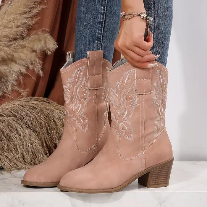 Bottes de cowboy western brodées pour femmes, chaussures pour femmes, bottes d'optique Parker pointu