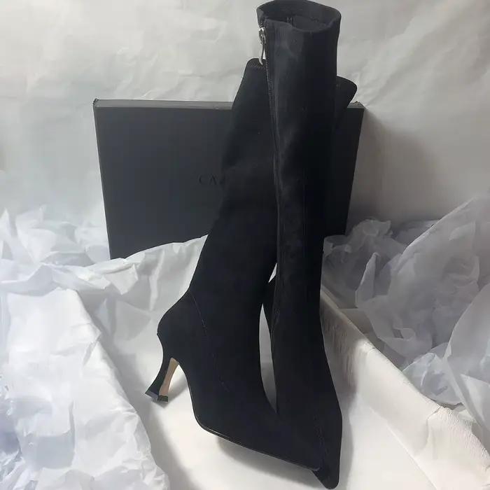 Femmes Stretch moderne bottes longues mode bout pointu genou chaussons hauts concepteur talons hauts