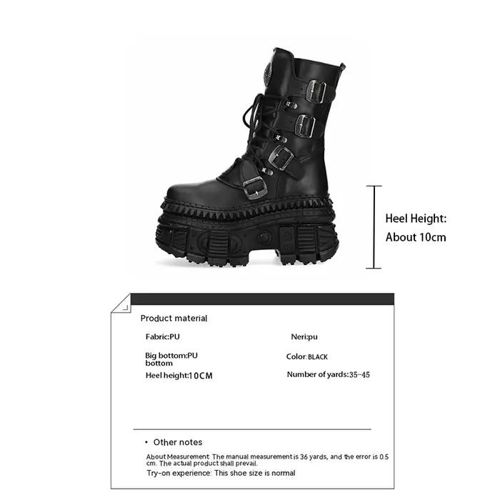 2025 nouveau Style Punk femmes bottes à lacets talon hauteur plate-forme chaussures femme gothique c