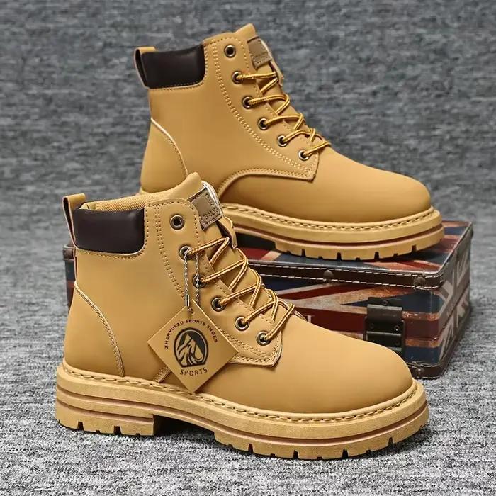 Bottes hautes chaussures en cuir pour hommes mode bottines d'extérieur pour hommes à lacets bottes m