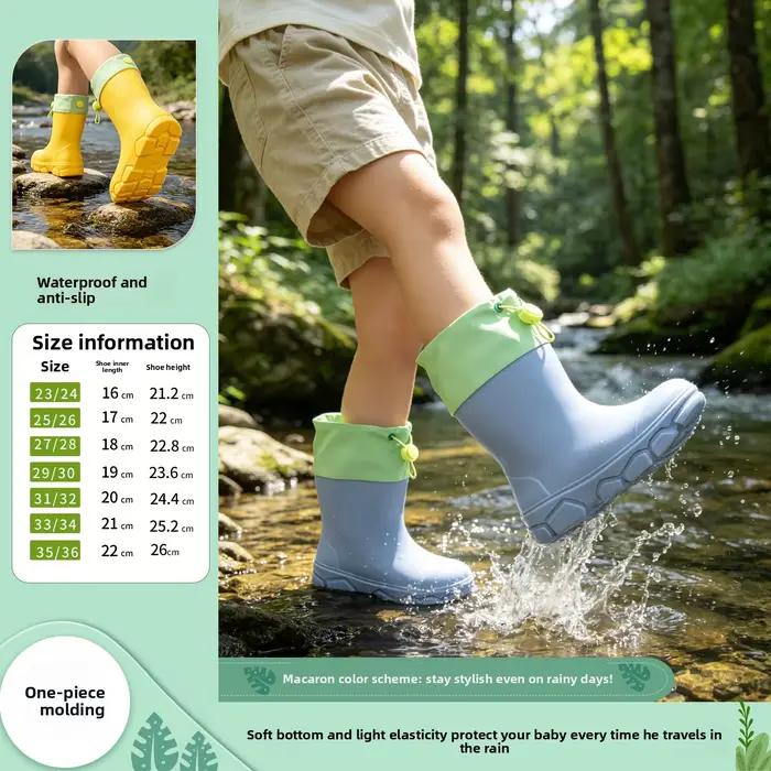 Bottes de Pluie pour Enfants 2026, Garçon et Fille, Couleur Unie, Imperméables, Confortables, Antidé