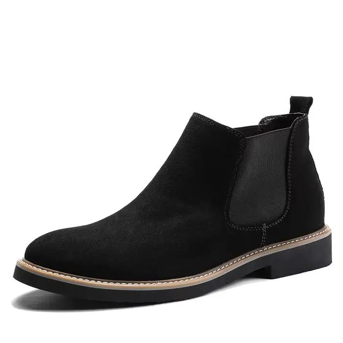 Automne hiver Chelsea bottes hommes Style britannique daim cuir chaussures hommes sans lacet décontr