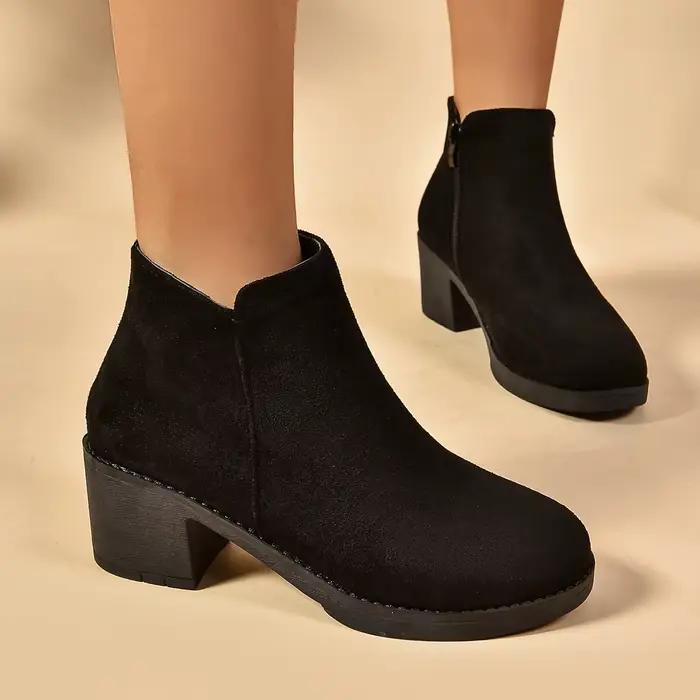 Femmes plate-forme bottes femmes bottines automne mode élégant Faux daim élégant concis couleurs uni