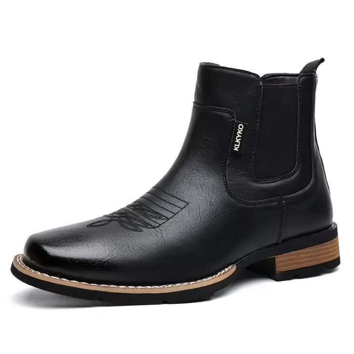 Bottes Chelsea marron tendance pour hommes, style britannique, chaussures montantes à lacets, bout p