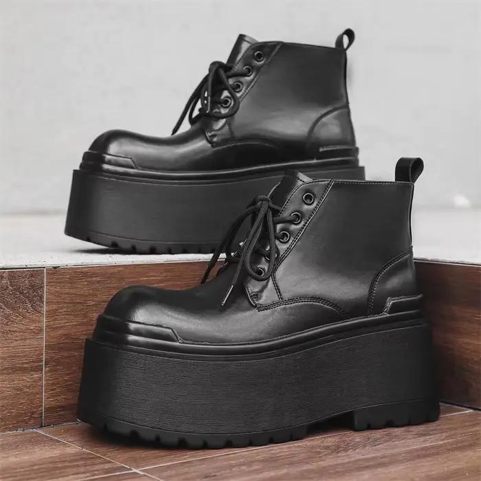 Bottines de travail Vintage de Style britannique pour hommes, bottines à plateforme imperméables, se