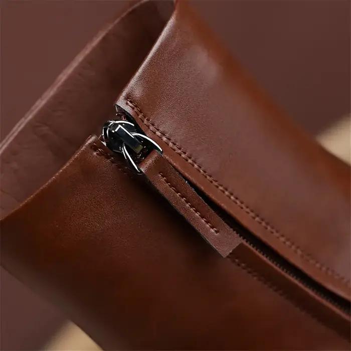 Bottes de rinçage en cuir véritable pour femmes, talons hauts, fermeture éclair, noir, élégant, bott