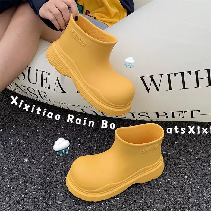Bottes de pluie tendance haut de gamme pour femmes, imperméables, pour l'extérieur, bottes de pluie 