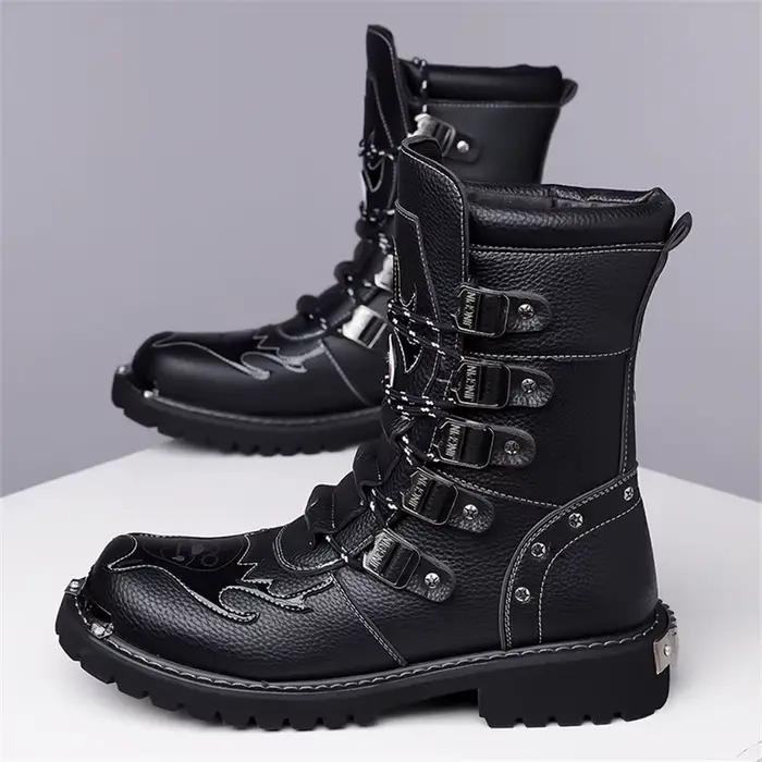 Bottes décontractées pour hommes à tige haute, style britannique, chaussures en cuir confortables et