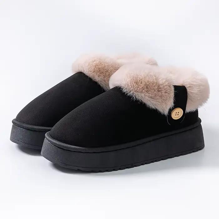 Bottes de neige chaudes et moelleuses pour femme, tendance, en faux daim, semelle épaisse en EVA, bo