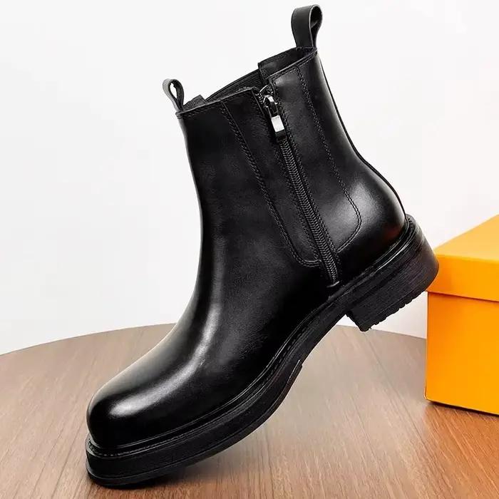 2025 bottes Chelsea courtes pour hommes britanniques, marée haute, tête ronde, Locomotive, manches P