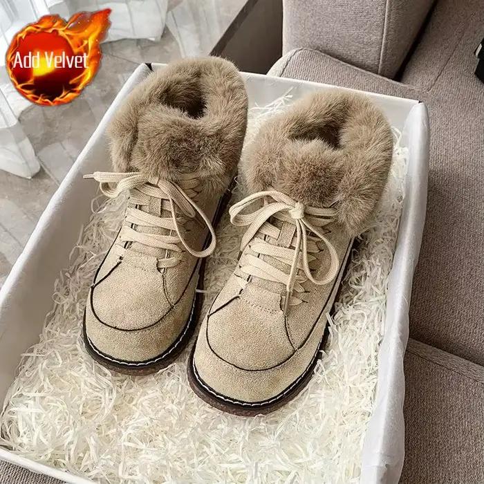 Rinse-Bottes de neige à lacets avec talons bas pour femmes, chaussons ronds Parker, chaussures éléga