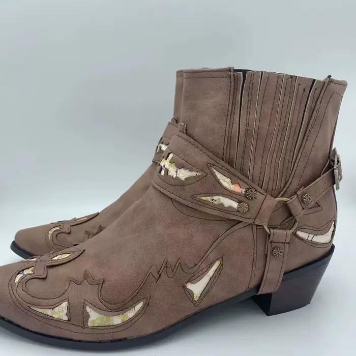 Bottines classiques pour hommes, chaussures à bout pointu en cuir véritable, couleur assortie, talon