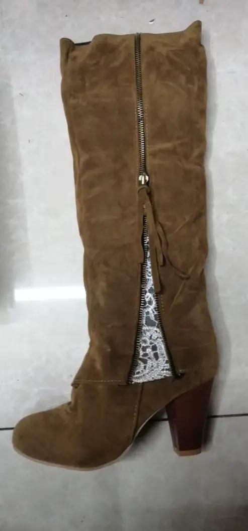 Nouvelles Bottes Femme 2025 – Chaussures Hiver à Franges, Bottes Hautes en Daim avec Design Pliable 