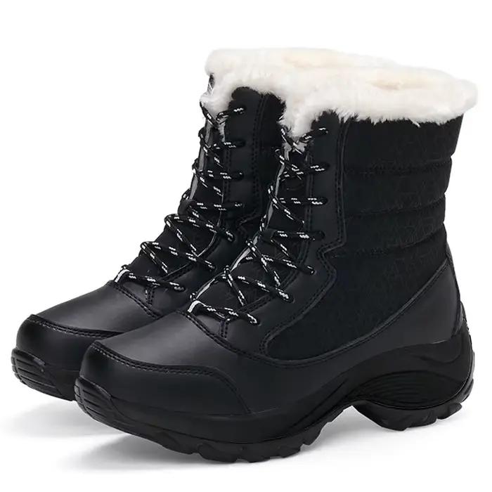 Bottes de neige à plateforme antidérapantes pour femme, chaussures d'hiver chaudes en fourrure, bott