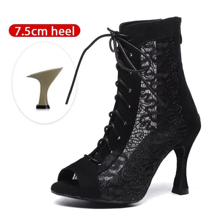 SWDZM femmes chaussures de danse dentelle bottes de salon haut noir Jazz chaussure de danse chaussur
