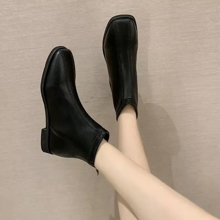 Bottes de rinçage imperméables pour femmes, chaussures courtes marron pour femmes, chaussures élégan