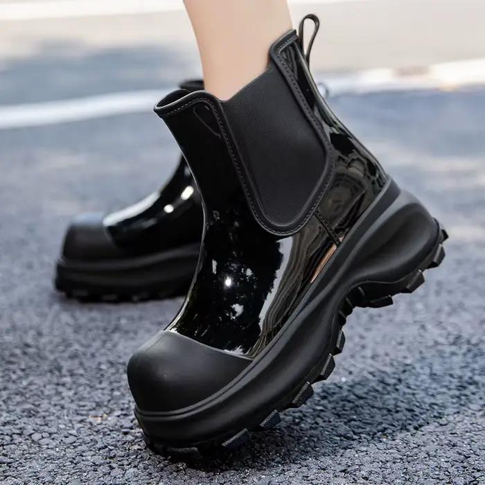 Bottes de pluie imperméables pour femme 2026, style mode, plateforme épaisse, hauteur mi-mollet, ant