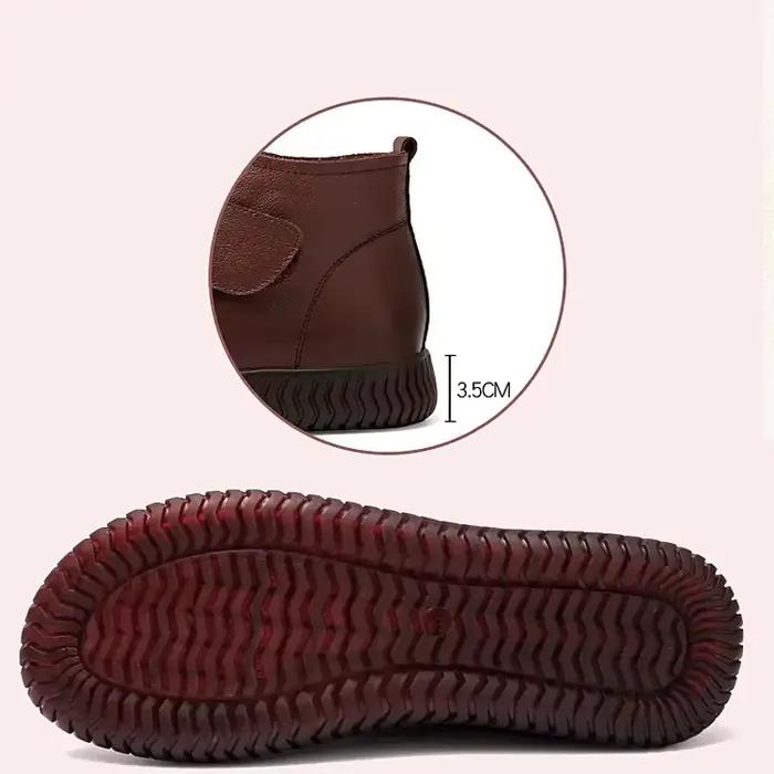 Bottines en cuir véritable pour femmes, chaussures chaudes à fond épais en peluche, à la mode, Cool,