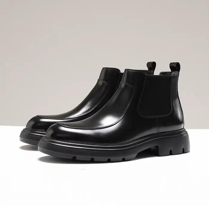 【Supe légère】 bottes courtes britanniques en cuir véritable avec semelle épaisse mate, chaussures dé