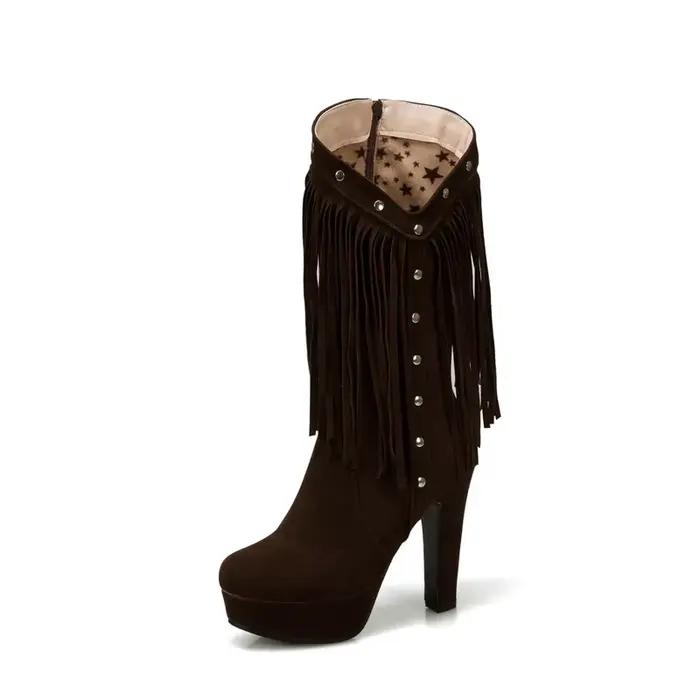 Bottes mi-mollet modernes pour femme, collection automne-hiver 2024, en nubuck de qualité supérieure