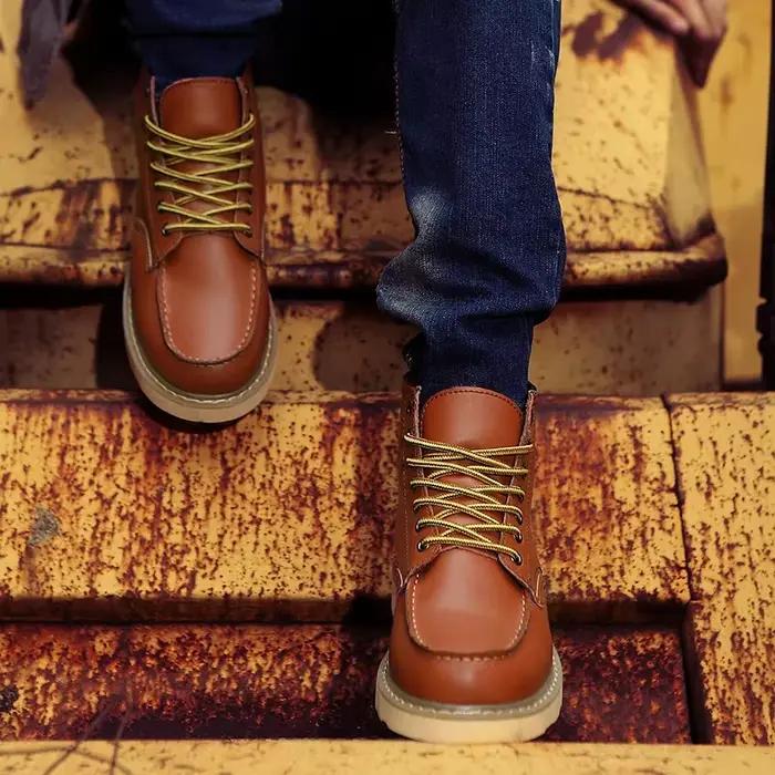 Cuir véritable hommes désert bottes décontracté en plein air semelle souple chaussures de marche en 
