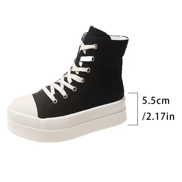 Bottes de rinçage en cuir et toile pour femmes, chaussures à plateforme confortables, chaussures mon