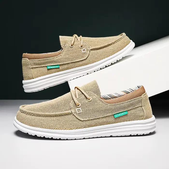 Mocassins d'été en toile pour hommes, chaussures de pont, décontractées, légères, respirantes, grand