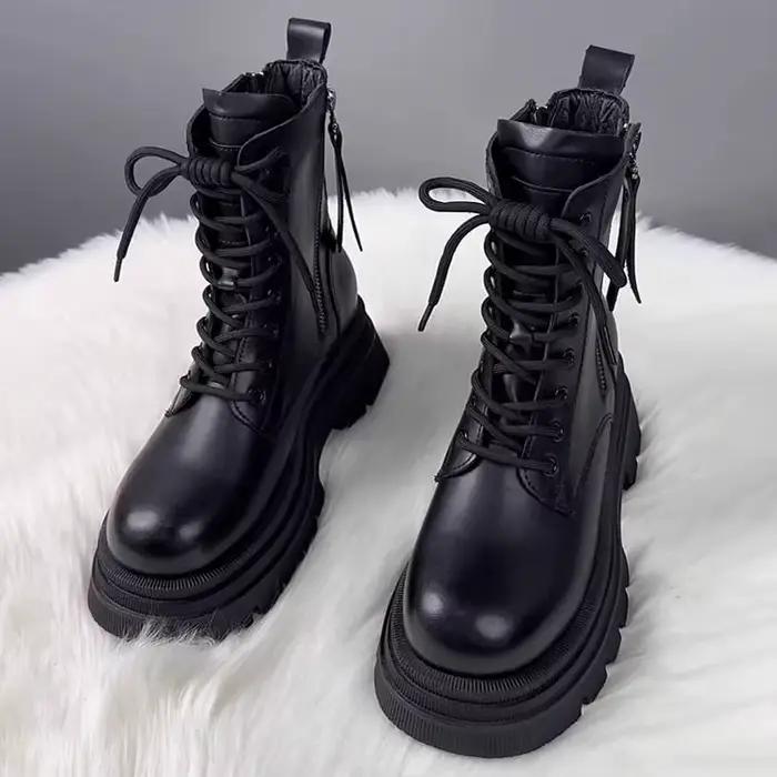 Bottes modernes de luxe légères pour femmes, édition coréenne rétro, semelles épaisses, hautes, Doub