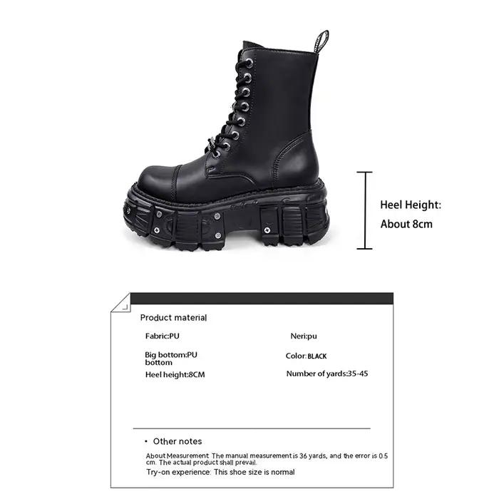 Bottines Punk à plateforme pour femmes, chaussures Rock à bout rond, à lacets, mode rétro, grosses c