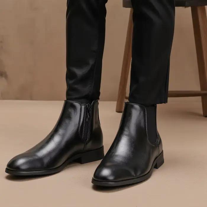 Bottes en cuir pour hommes, décontractées, confortables, de marque, à la mode, 2026