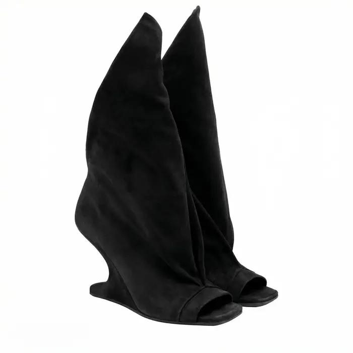 Bottes courtes tendance, personnalisées, uniques, asymétriques, sexy, à bout ouvert, style bouche de