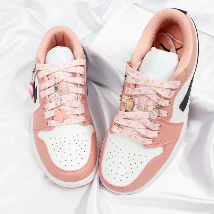 Lacets plats pour baskets dessin animé coloré motif mignon impression lacets de chaussures étoiles f